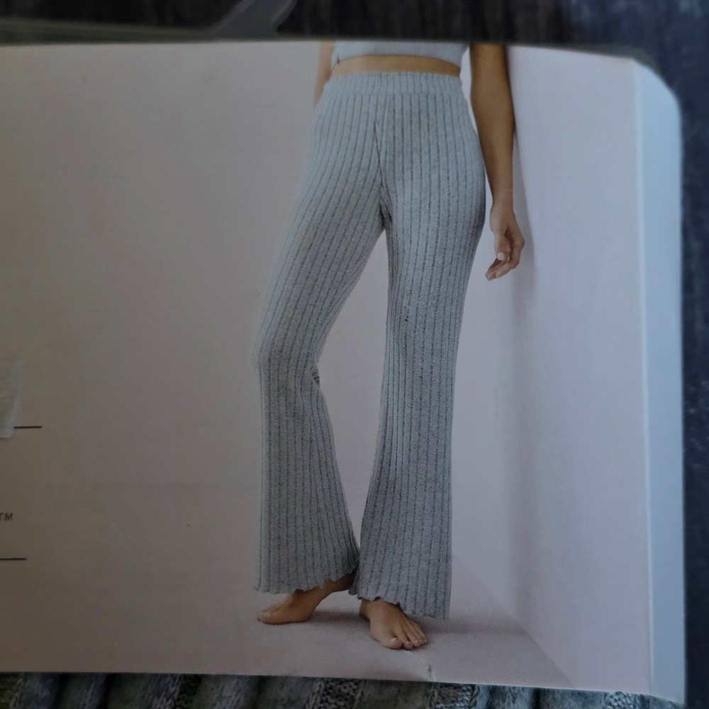 Auden Women Ribbed Flare Leggings Vapor Blue High Waisted Large 12-14 New